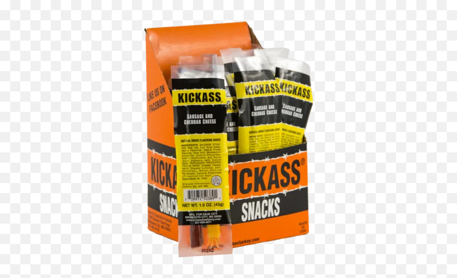 Kickass Beef Jerky U2013 Sausage And Cheddar Snack Sticks U2013 14ct - Carton Emoji,Whips And Chains Emoji