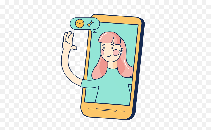 Videocall Girl Character - Transparent Png U0026 Svg Vector File Video Llamada Vector Png Emoji,Emoji Meanings Girl With Hand Up