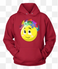 Emoji Flower Cute Face Emojis Flowery Crown Hoodie - Girl Loves Her Family And Camping,Flower Emoticon