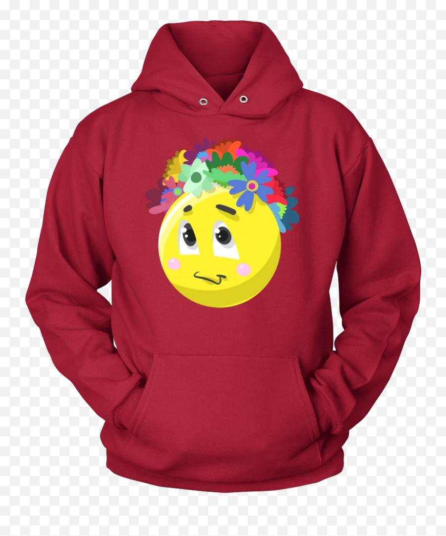 Emoji Flower Cute Face Emojis Flowery Crown Hoodie - Girl Loves Her Family And Camping,Flower Emoticon