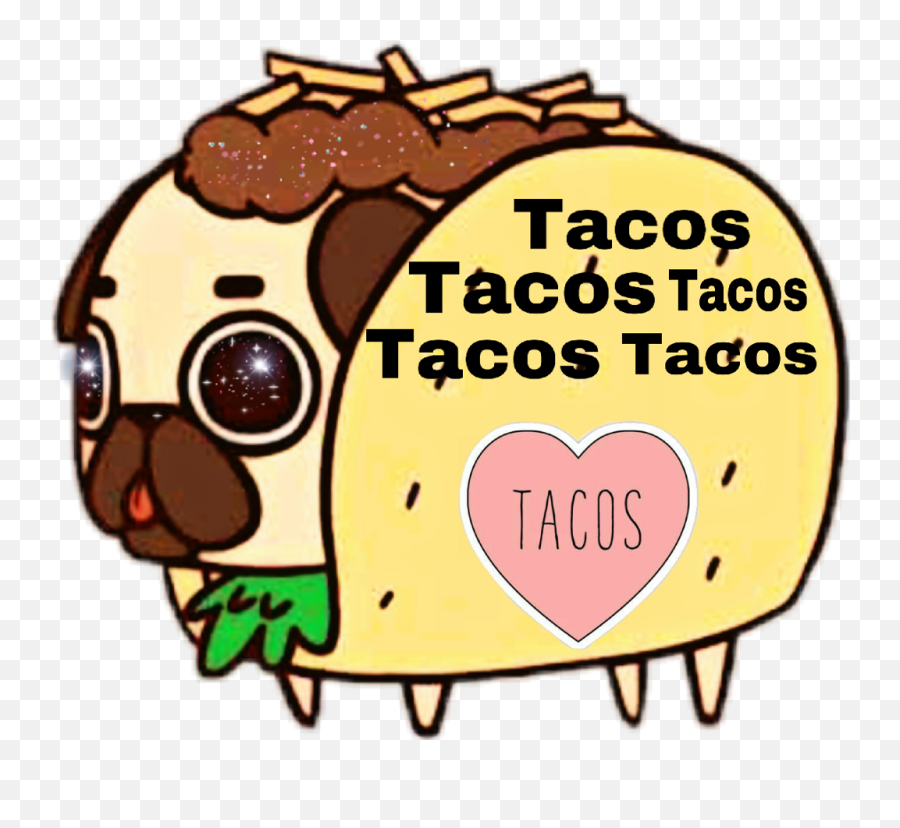 Tacos Sticker - Kawaii Pug Clipart Full Size Clipart Kawaii Pug Emoji,Taco Emoji Transparent