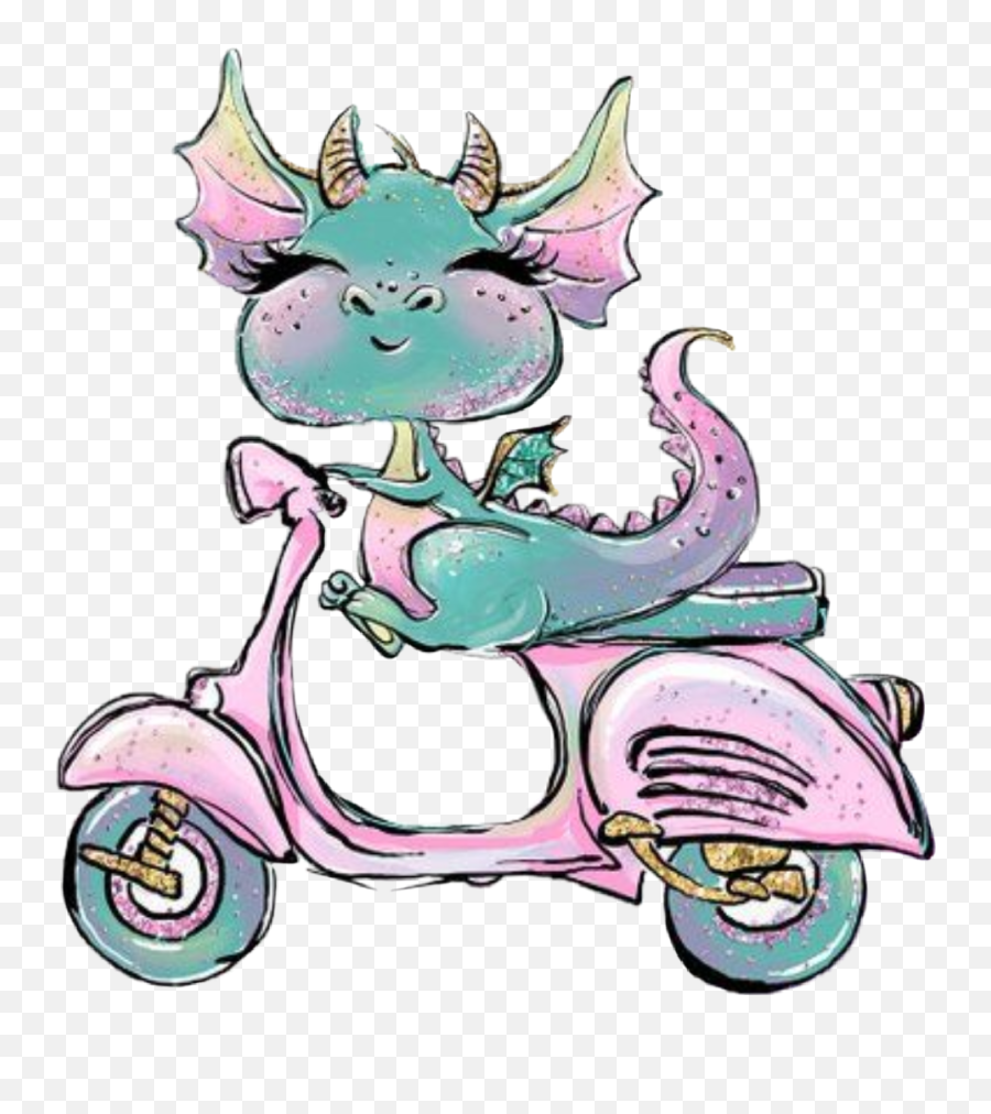 Watercolor Dragon Babydragon Sticker - Watercolor Painting Emoji,Scooter Emoji