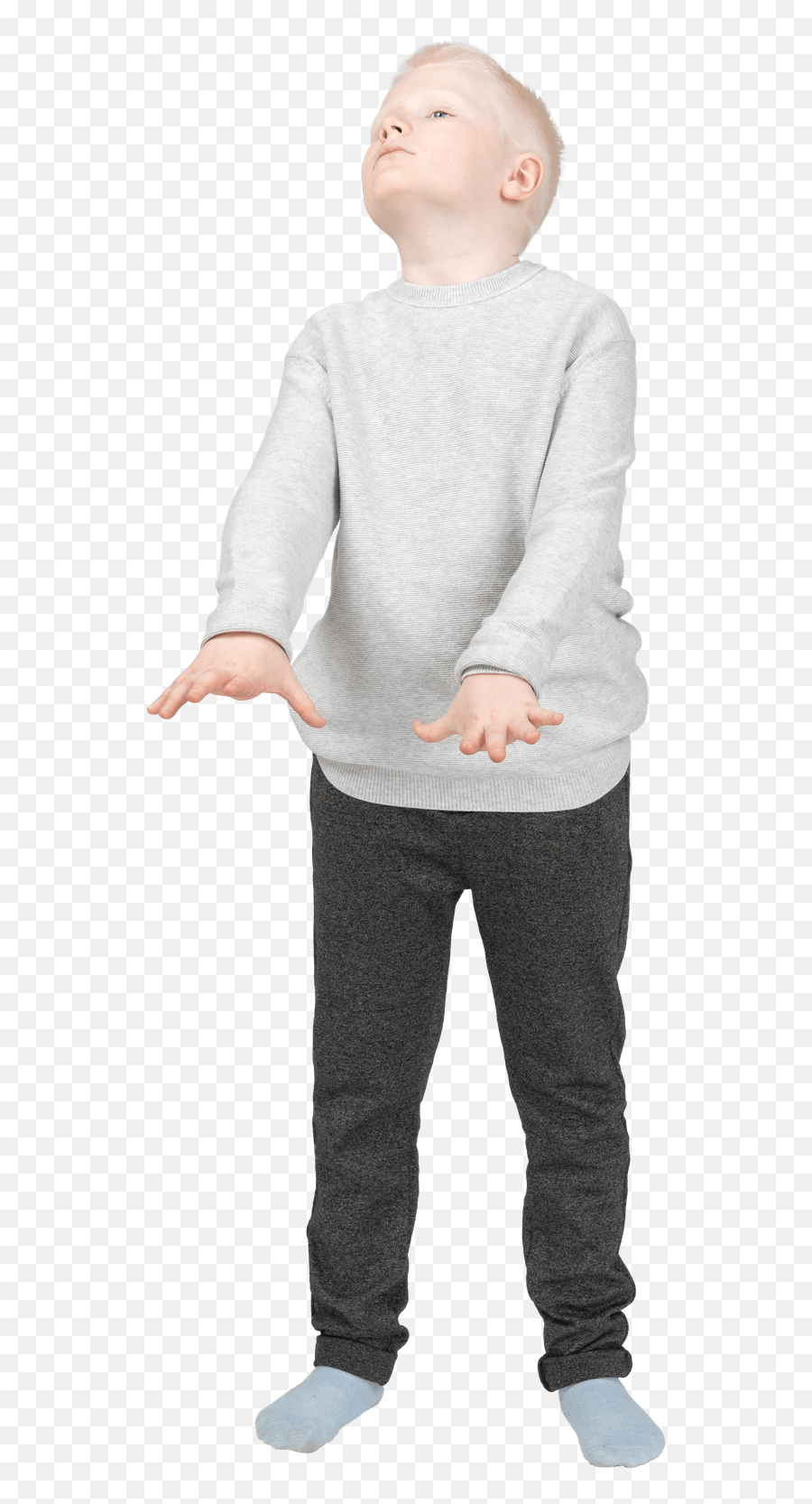 Blonde Little Boy Looking Sideways - Sweatpants Emoji,Emoji Pants For Boy