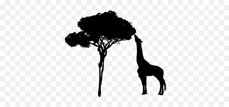 Free Mood Emoticon Vectors - Giraffe Eating Silhouette Emoji,Tree Emoticon