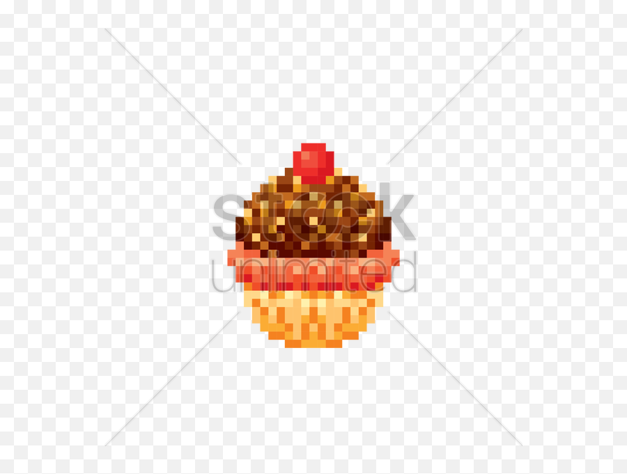 Pixel Art Cupcake Vector Image - Illustration Emoji,Cupcake Emoticon