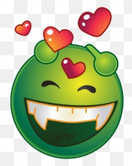 Smiley Green Alien Happy Love Clipart - Mood Off Dp Emoji