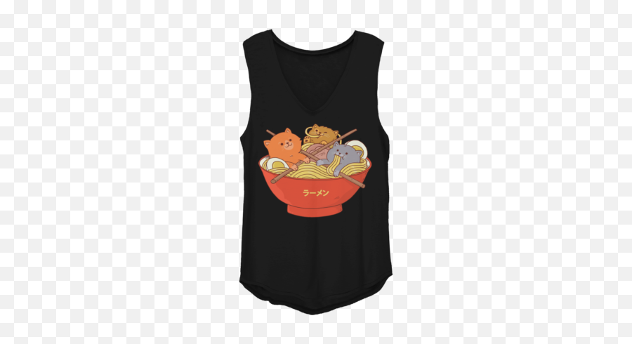 Food Drink Womens Premium Sleeveless - Ramen Noodle Cat T Shirt Emoji,Sushi Emoticons