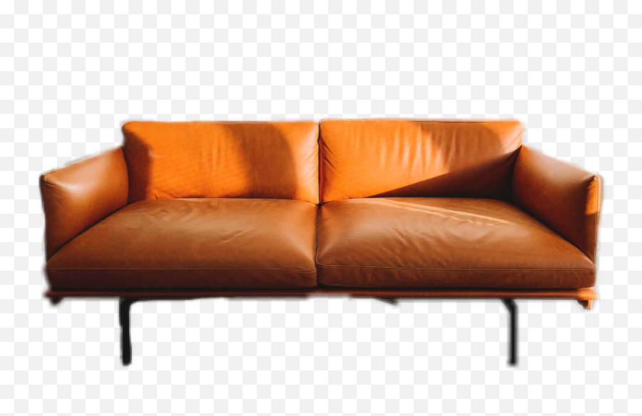 Couch - Tan Leather 2 Seat Sofa Emoji,Couch Emoji