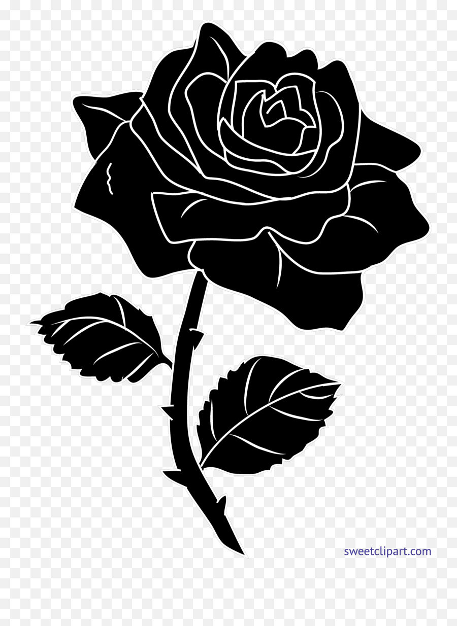 Rose 3 Silhouette Clip Art - Vector Black Rose Png Emoji,Rose Emoticons