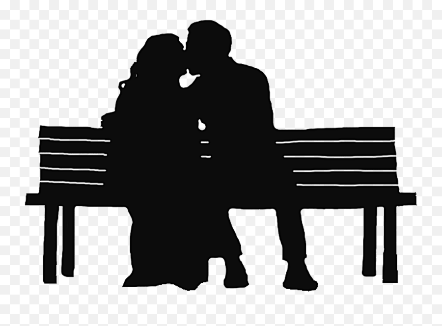 Romance Couple Kissing Sticker By Keith Mcindoe - Transparent Bench Silhouette Png Emoji,Couple Kissing Emoji