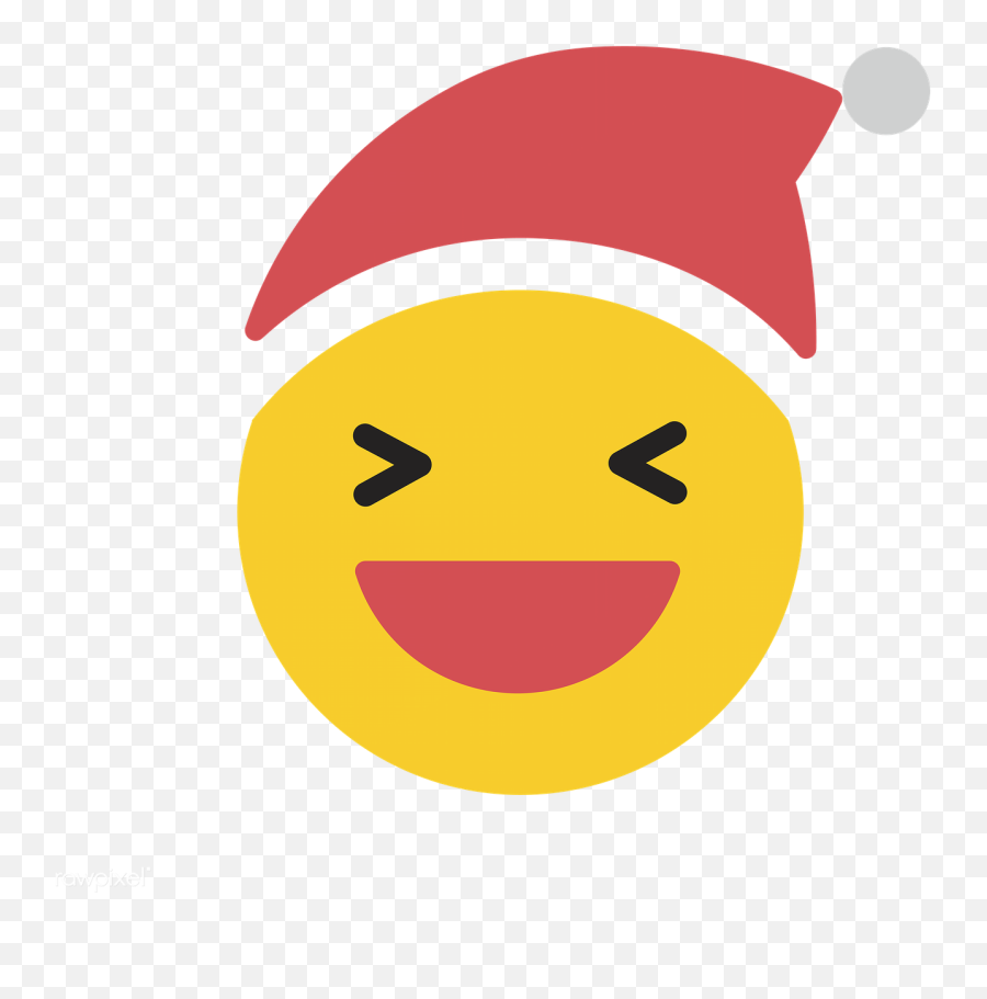 Download Premium Png Of Round Yellow Santa With Grinning Face Emoticon On - Smiley Emoji,Sweat Emoji