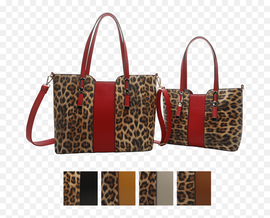 La Terre Fashion 2 - Piece Leopard Print Handbag Set Tote Bag Emoji,Leopard Emoji