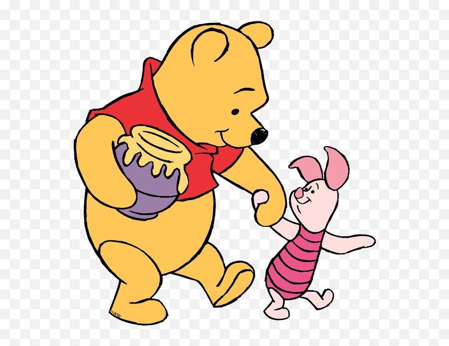 New Pooh Piglet Walking Hand In Hand - Cartoon Clipart Winnie The Pooh And Piglet Clipart Emoji,Pooh Emoji