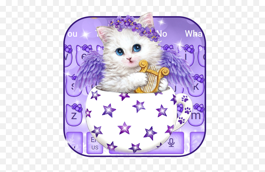 Purple Cute Kitty Cat Keyboard Theme U2013 Google Play Ilovalari - Angel Cat Emoji,Kitten Emoticons