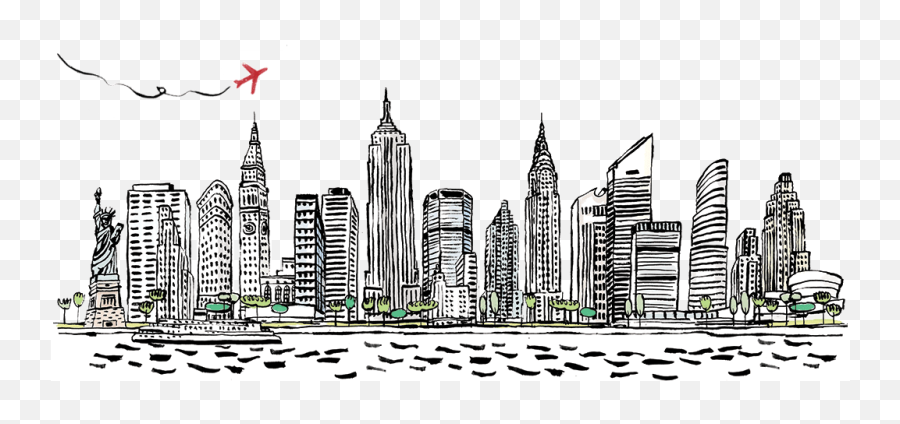 Ftestickers City Skyscraper Skyline Urban Airplane Sky - New York Skyline Png Transparent Emoji,Skyline Emoji