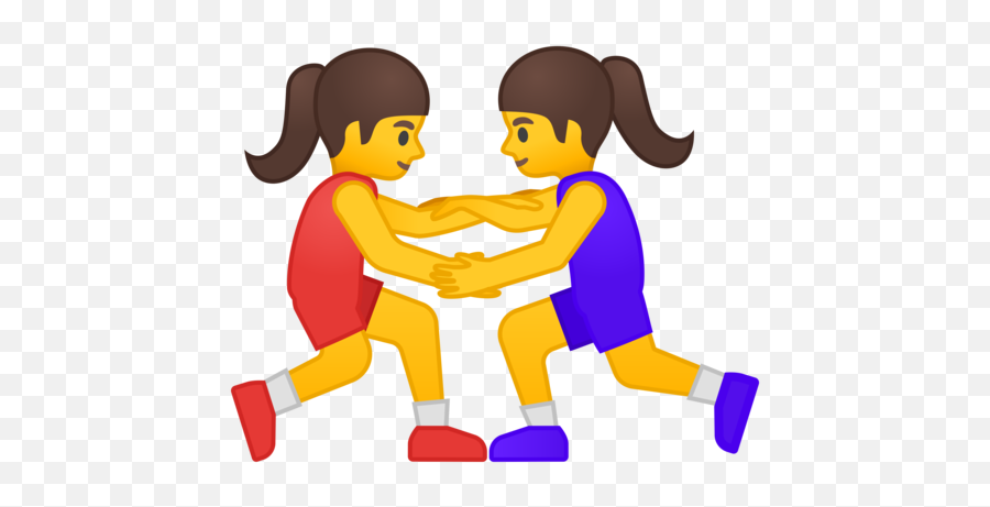 Women Wrestling Emoji - Women Wrestling Clipart,Friendship Emoji