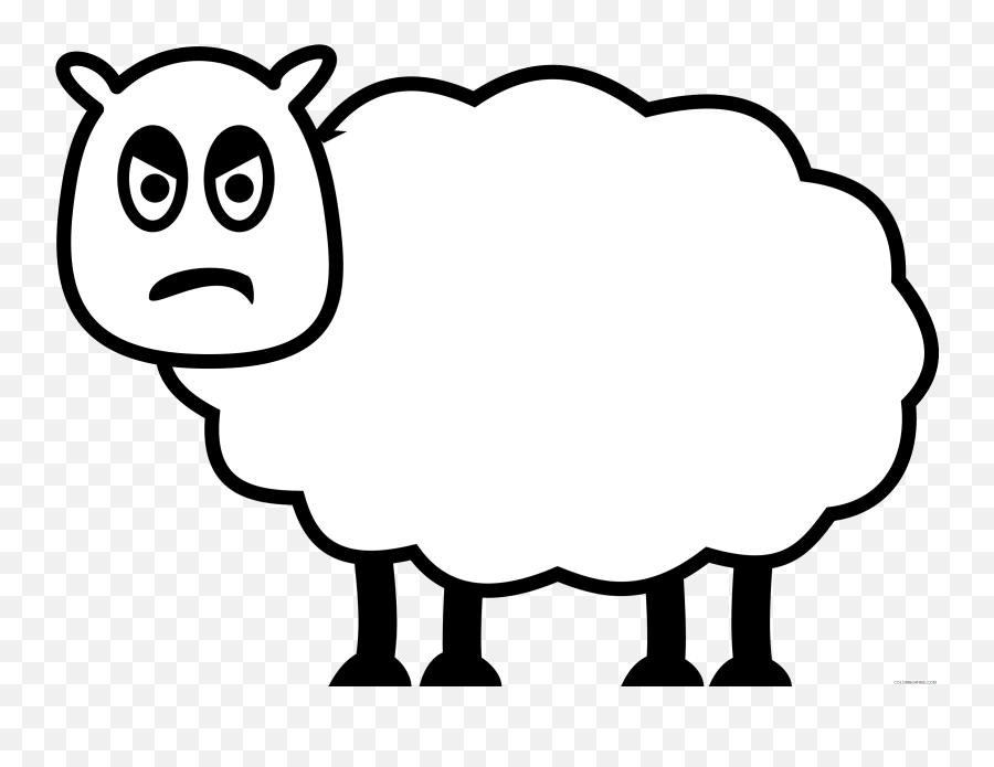 Sheep Outline Coloring Pages Sheep 3 Printable Coloring4free - Dot Emoji,Black Sheep Emoji