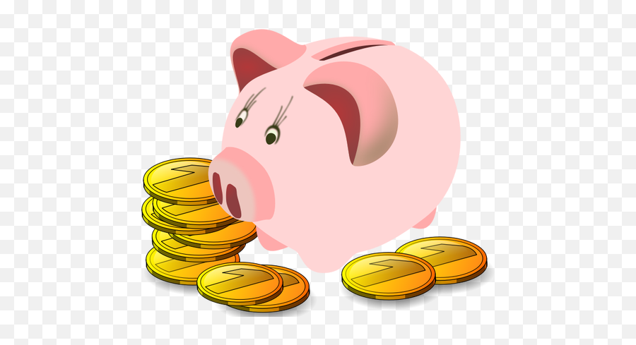 Piggy Bank With Coins Around It Vector - Free Piggy Bank Clipart Emoji,Upside Down Flag Emoji