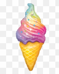 Shape Foil Rainbow Swirl Ice Cream 113cm - Ice Cream Foil Balloon Emoji,Icecream Emoji