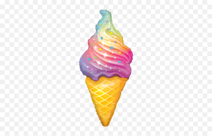 Shape Foil Rainbow Swirl Ice Cream 113cm - Ice Cream Foil Balloon Emoji,Icecream Emoji