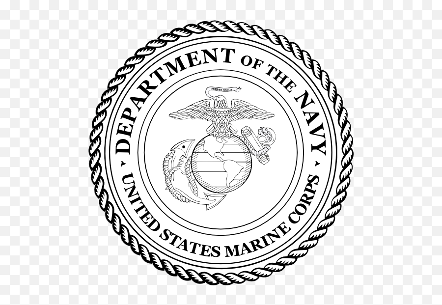 Marine Seal Department Of The Navy Black And White Sticker - United States Marine Corps Logo Black White Emoji,Usmc Flag Emoji