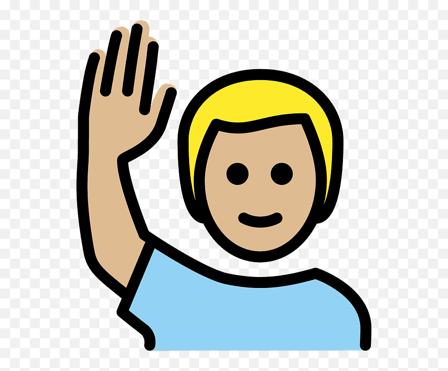 Man Raising Hand Emoji Clipart - Symbol For Raising Hand,Man Shrugging Emoji