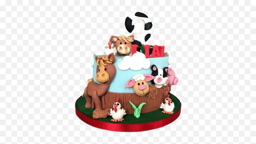 Boys Cakes Kids Birthday Cakes Dubai - Boy Farm Animal Birthday Cake Emoji,Trophy And Cake Emoji