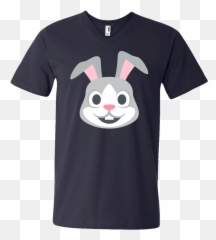 Happy Rabbit Face Emoji Mens V - Mamasaurus And Dadasaurus Shirt