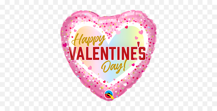 Valentines Confetti Ombre 18 Inch Qualatex Foil Balloon Ebay - Happy Day Foil Balloon Emoji,Confetti Emoji Transparent