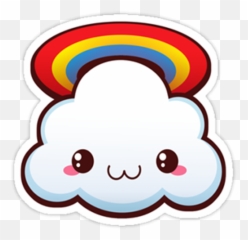 Kawaii Cloud With Rainbow Sticker - Anime Stickers Kawaii Png Emoji,Emoji Ticket Gun Skull