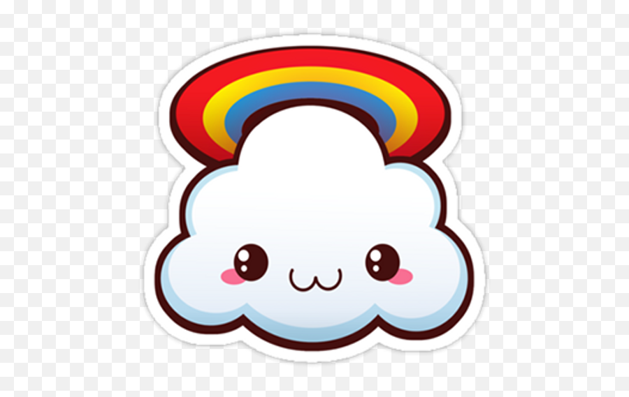 Kawaii Cloud With Rainbow Sticker - Anime Stickers Kawaii Png Emoji,Emoji Ticket Gun Skull