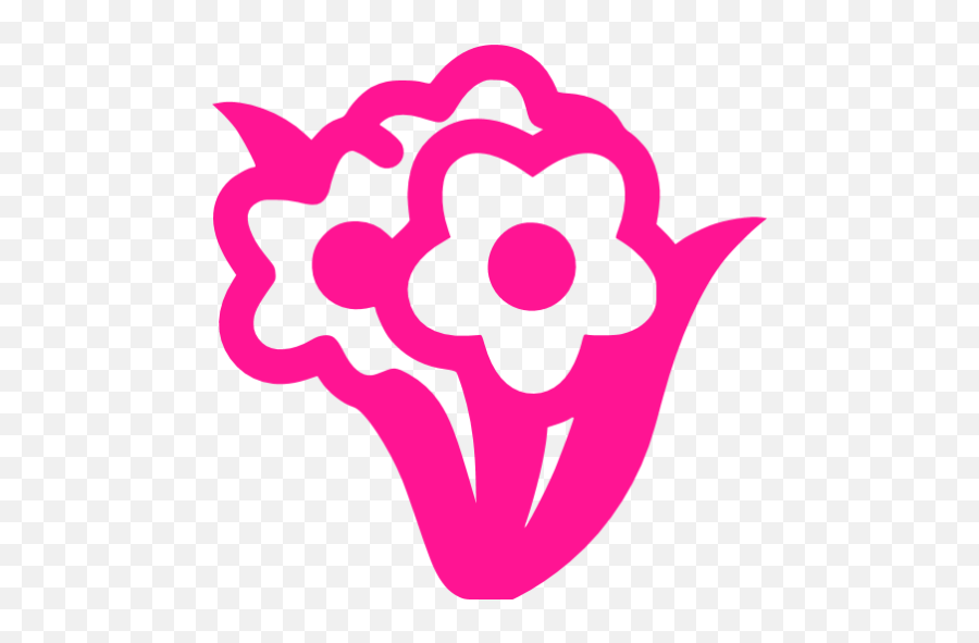 Deep Pink Bunch Flowers Icon - Flower Image Png Icon Emoji,Flower Emoticon Facebook