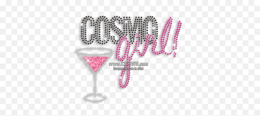 Trendy Cosmo Girl Drink Wine Iron - Rhinestone Martini Glass Clipart Bling Emoji,Martini Glass And Party Emoji