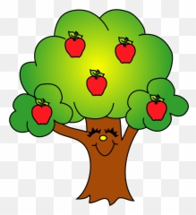 Tree Clipart With Face - 5 Apples On A Tree Emoji,Papaya Emoji