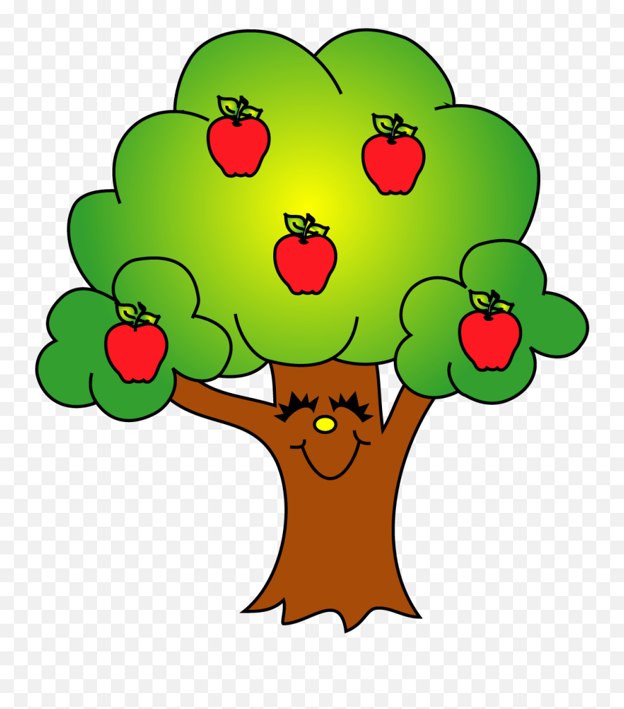 Tree Clipart With Face - 5 Apples On A Tree Emoji,Papaya Emoji