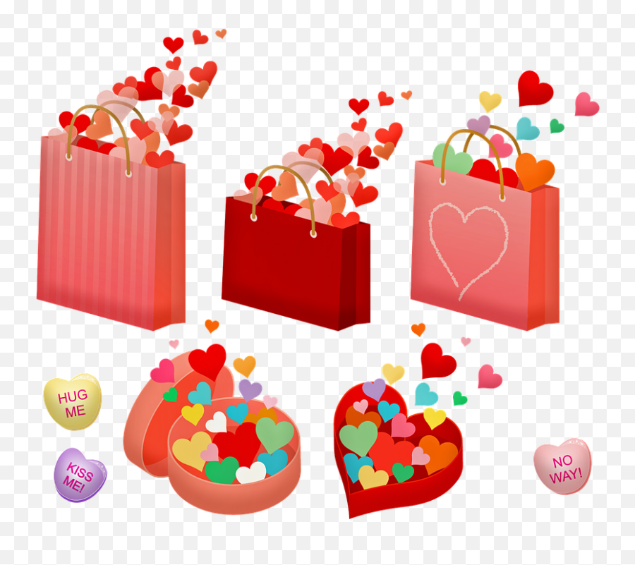 Valentines Hearts Bag Of - Bag Of Hearts Png Emoji,Gift Heart Emoji