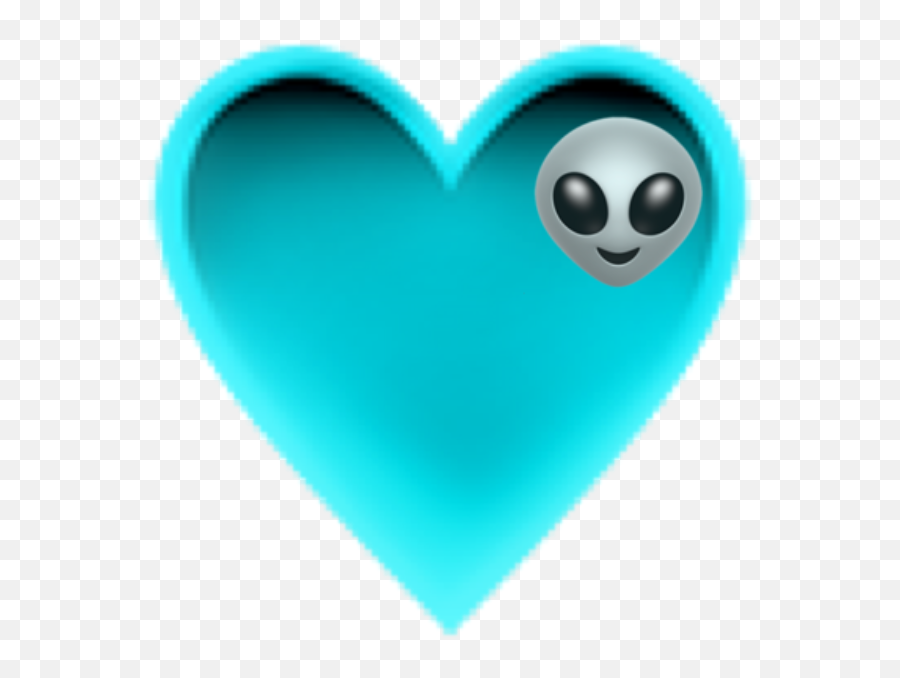 Alienemojiheartalienemojicoolblueemojis - Heart Emoji,Blue Alien Emoji