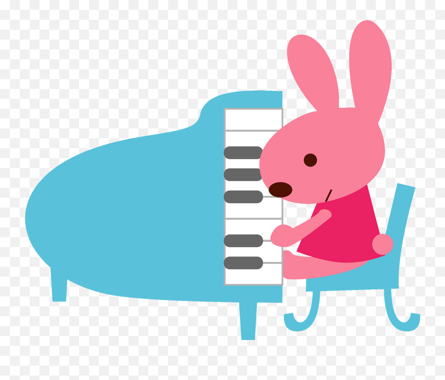 Rabbit Is Playing The Piano Clipart - Cute Animal Playing Piano Cartoon Transparent Emoji,Emoji Man And Piano