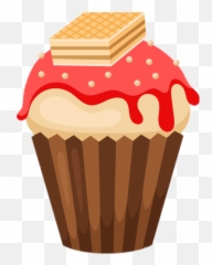 Muffin Cupcake Cake Waffer Red - Ilustracion Emoji