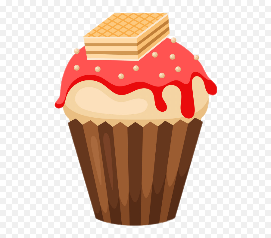 Muffin Cupcake Cake Waffer Red - Muffin Ilustracion Emoji,Emoji Cupcake Cake