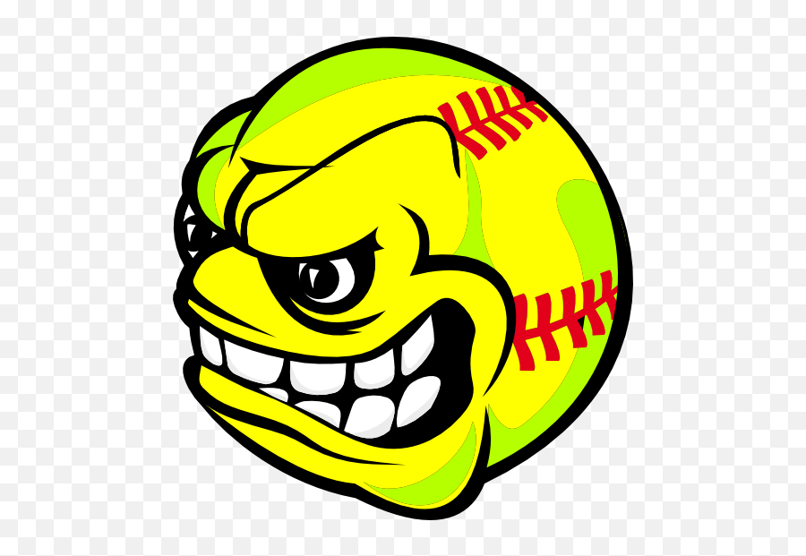 Softball With Angry Face Sticker - Baseball Png With Face Emoji,Angry Faces Emoticons