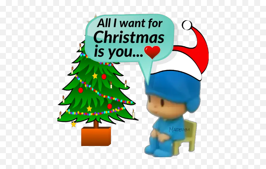 Pocoyo At Christmas Stickers For Whatsapp - Christmas Tree And Gifts Drawing Emoji,Christmas Emojis For Android