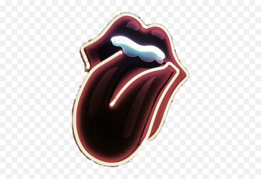 Rollingstones Lips Toungeout Toung Kiss Sexy Music Band - Neon Lights Tumblr Aesthetic Emoji,Kiss Band Emoji
