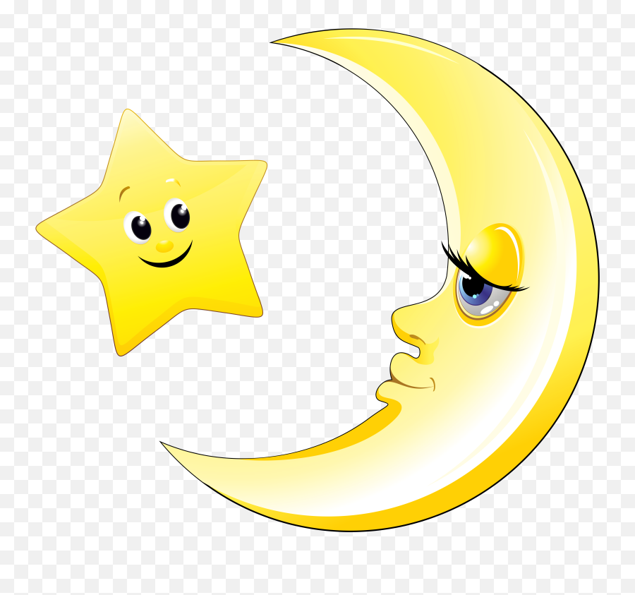 Transparent Cute Moon And Star Clipart Picture - Moon And Star Clip Art Emoji,Crescent Moon Emoji