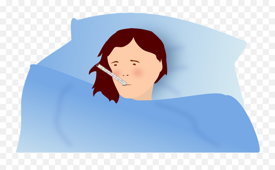 Influenza Flu Fever - Sick Mom In Bed Cartoon Emoji,Nurse Emoticon