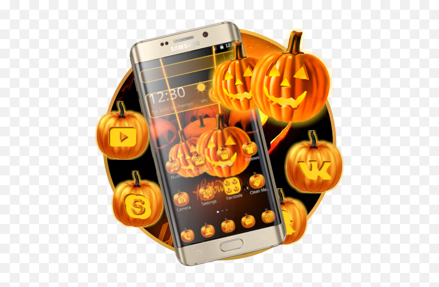 Orange Evil Halloween Pumpkin Theme Emoji,Pumpkin Emoji Android