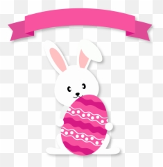 Egg Rabbit With Bunny Ribbon Easter - Eggs Vector Emoji