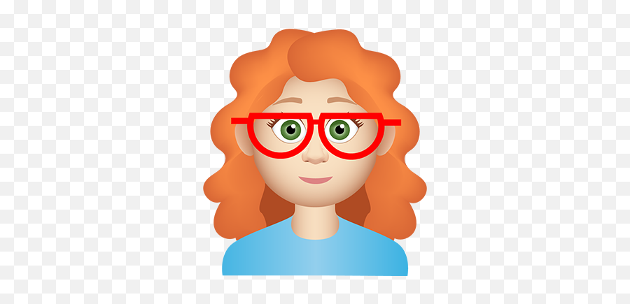 Gingermoji U2014 Kristina Caizley - Girl With Glasses And Curly Hair Clipart Emoji,Nerdy Emojis
