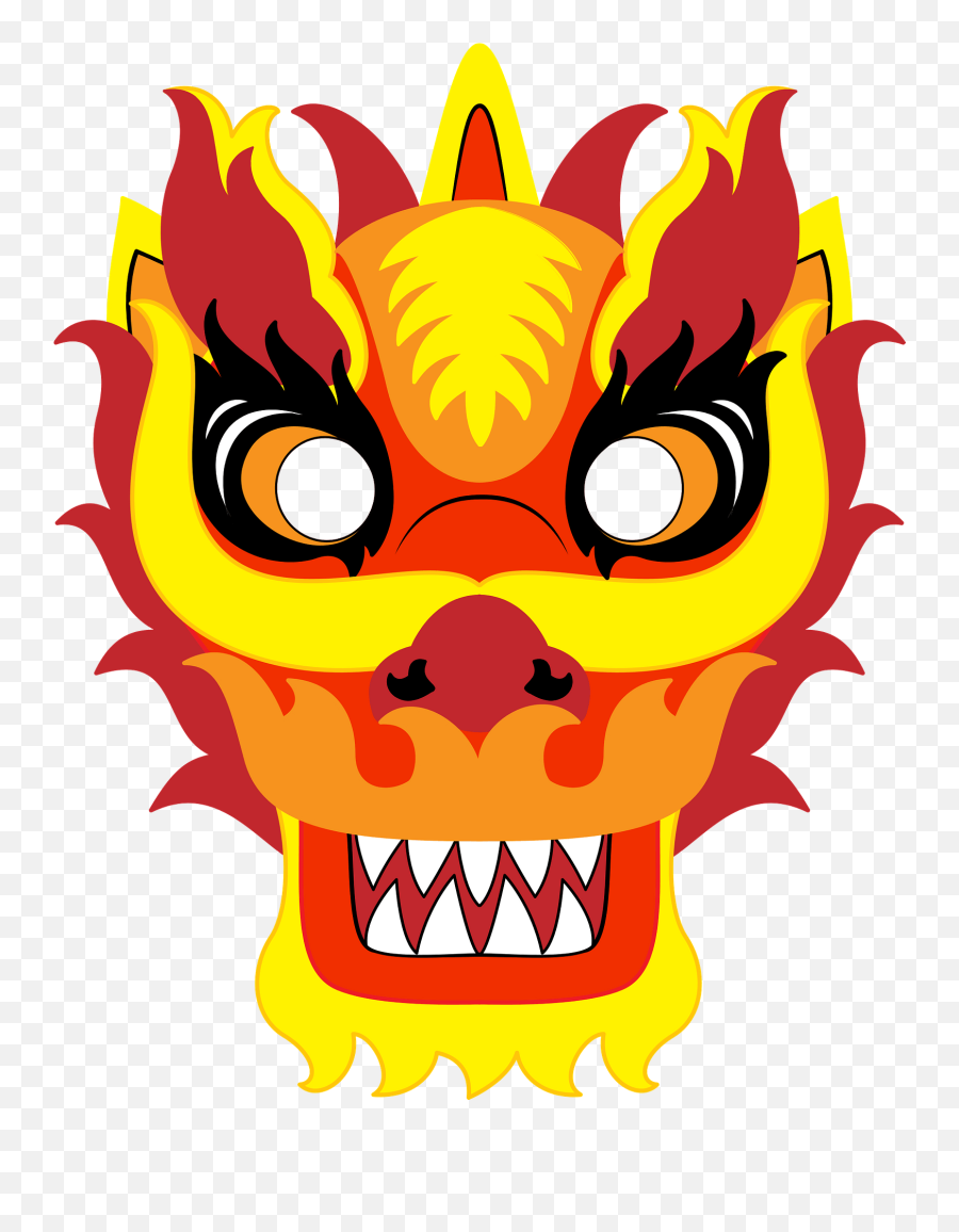 Chinese New Year Dragon Mask Clipart - Chinese New Year Dragon Face Emoji,Chinese New Year Emoji
