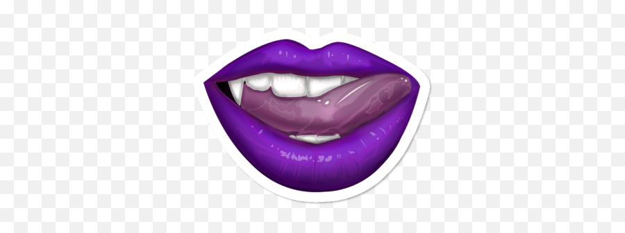 Best Vampire Stickers Design By Humans - Purple Vampire Lips Emoji,Bite Lip Emoji